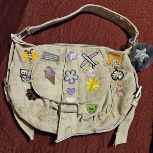 ZARA Embroidered Beige Shoulder Bag